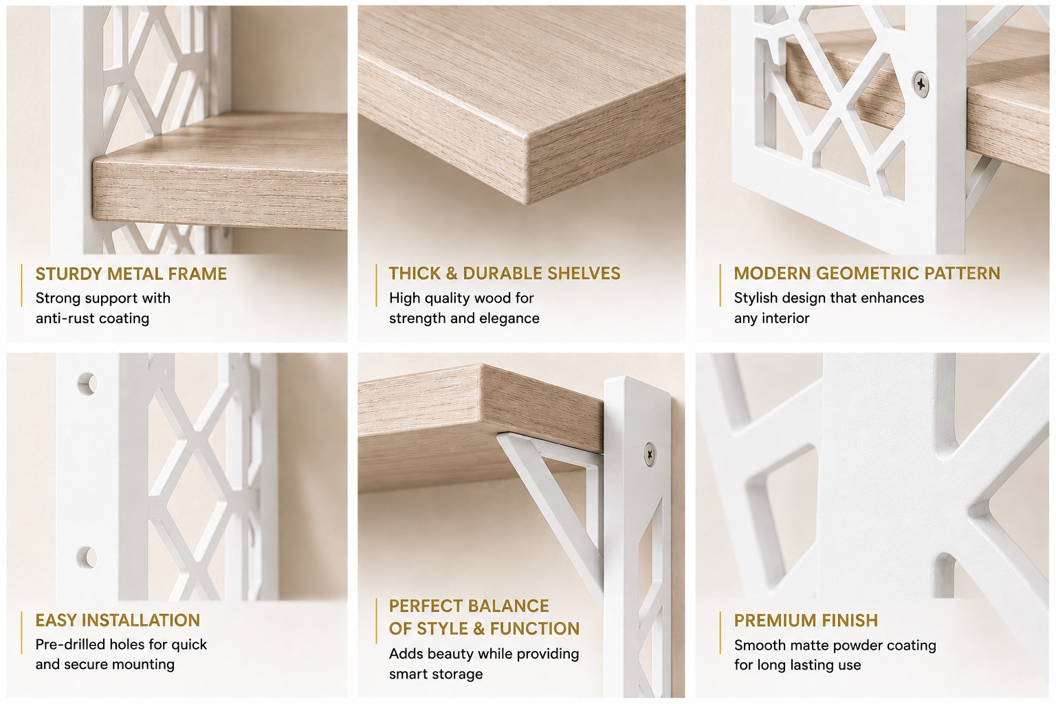 Stylish Wall Shelf with White Frame