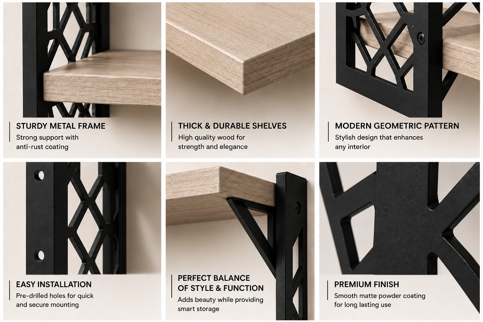 Stylish Wall Shelf with Black Frame