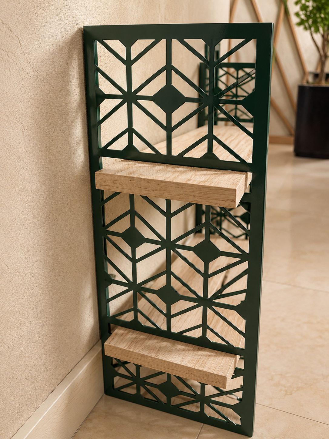 Stylish Wall Shelf with Olive Green Frame