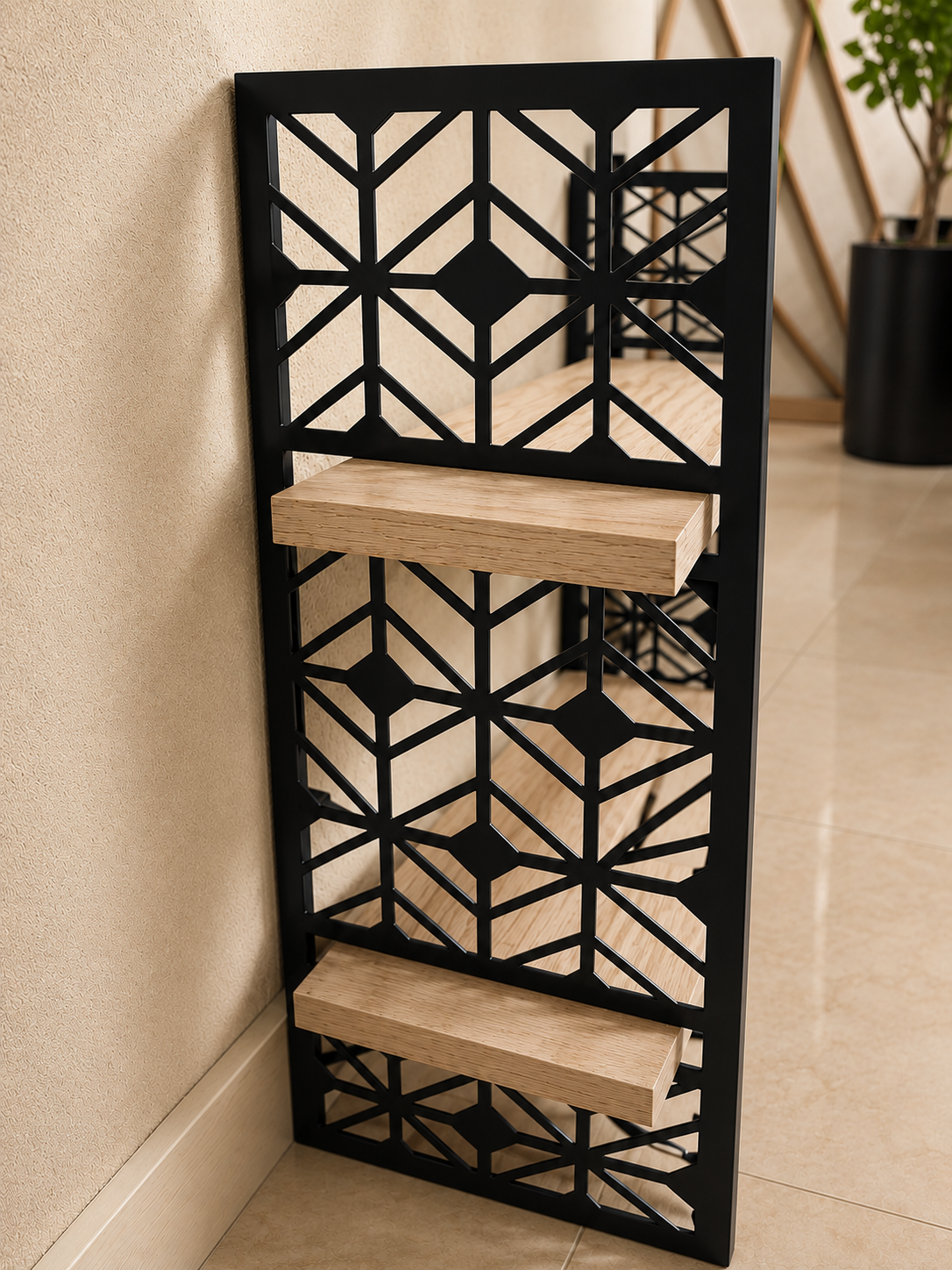 Stylish Wall Shelf with Black Frame