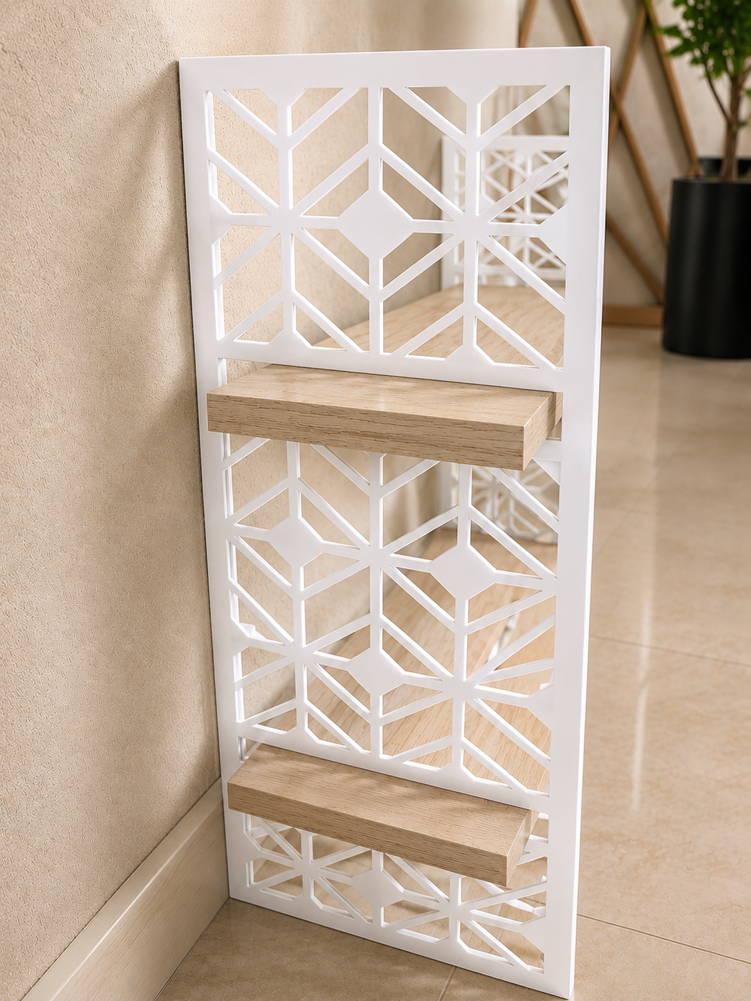 Stylish Wall Shelf with White Frame