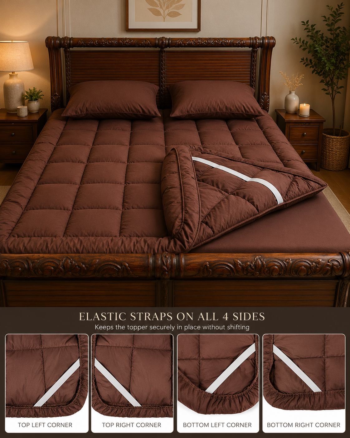 5 PCS COMPLETE BED SET - BROWN