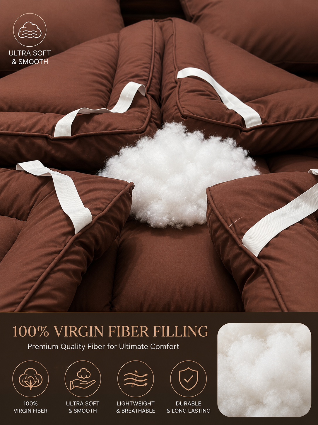 5 PCS COMPLETE BED SET - BROWN