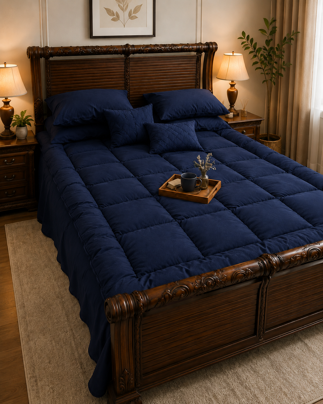 5 PCS COMPLETE BED SET - NAVY