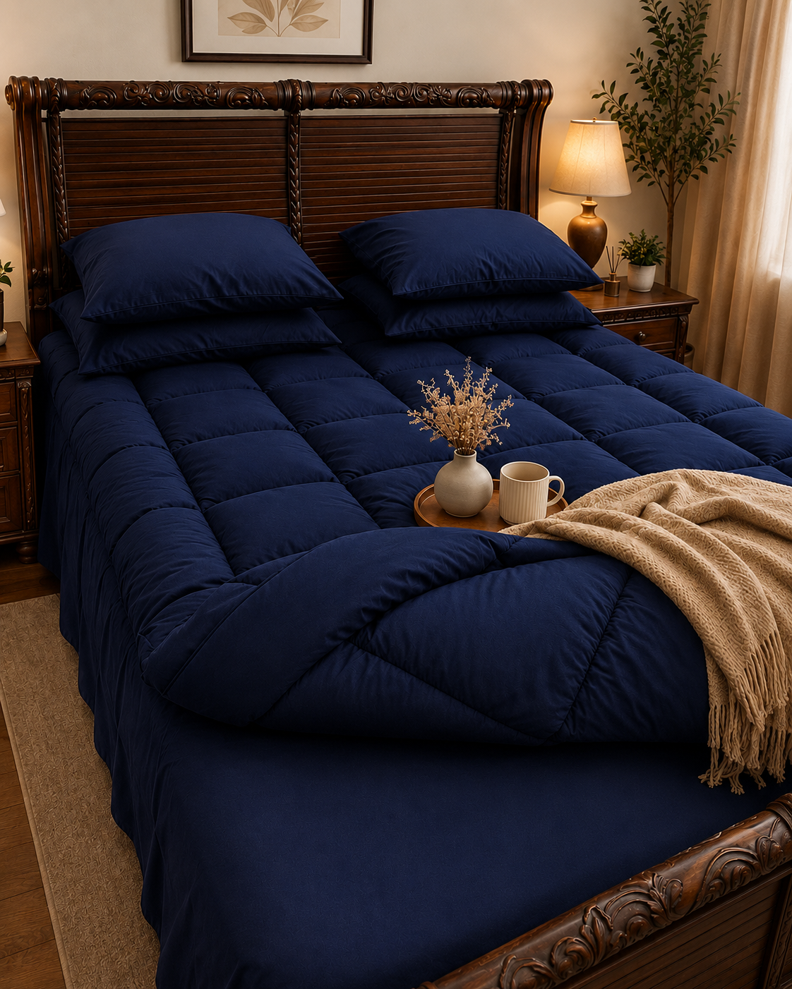 5 PCS COMPLETE BED SET - NAVY