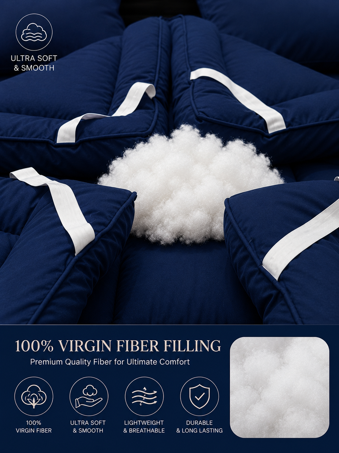 5 PCS COMPLETE BED SET - NAVY
