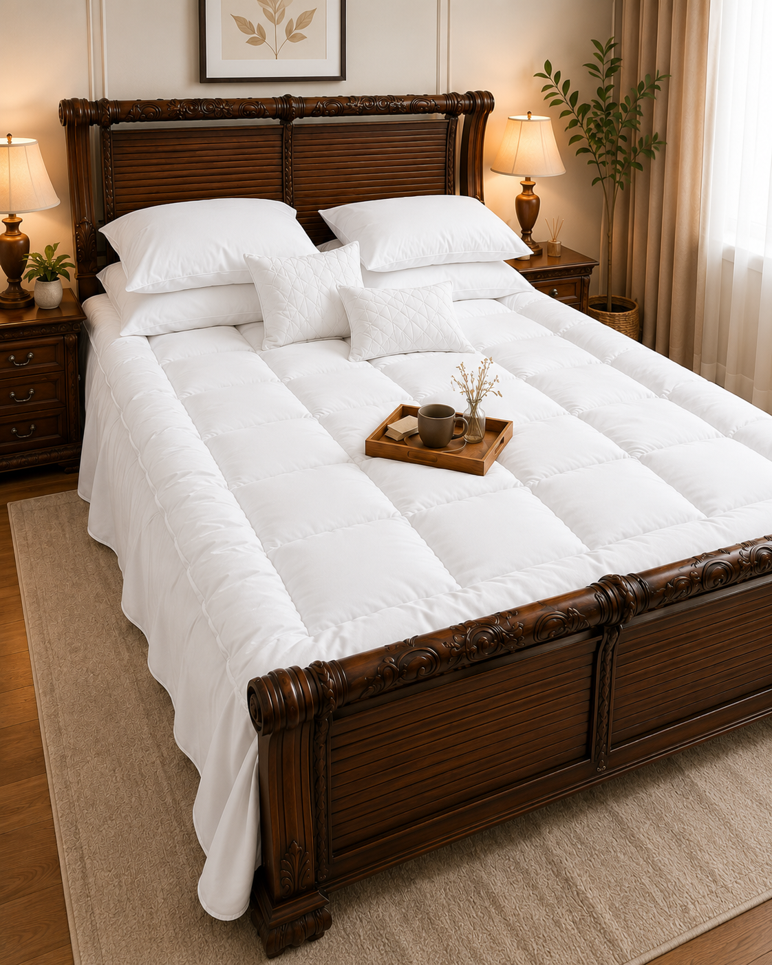 5 PCS COMPLETE BED SET - WHITE