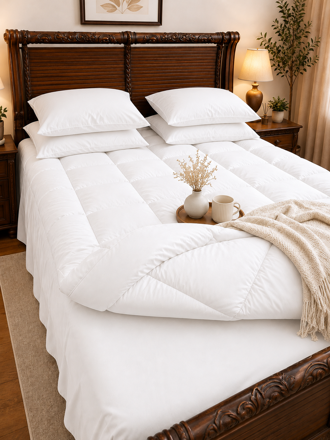 5 PCS COMPLETE BED SET - WHITE