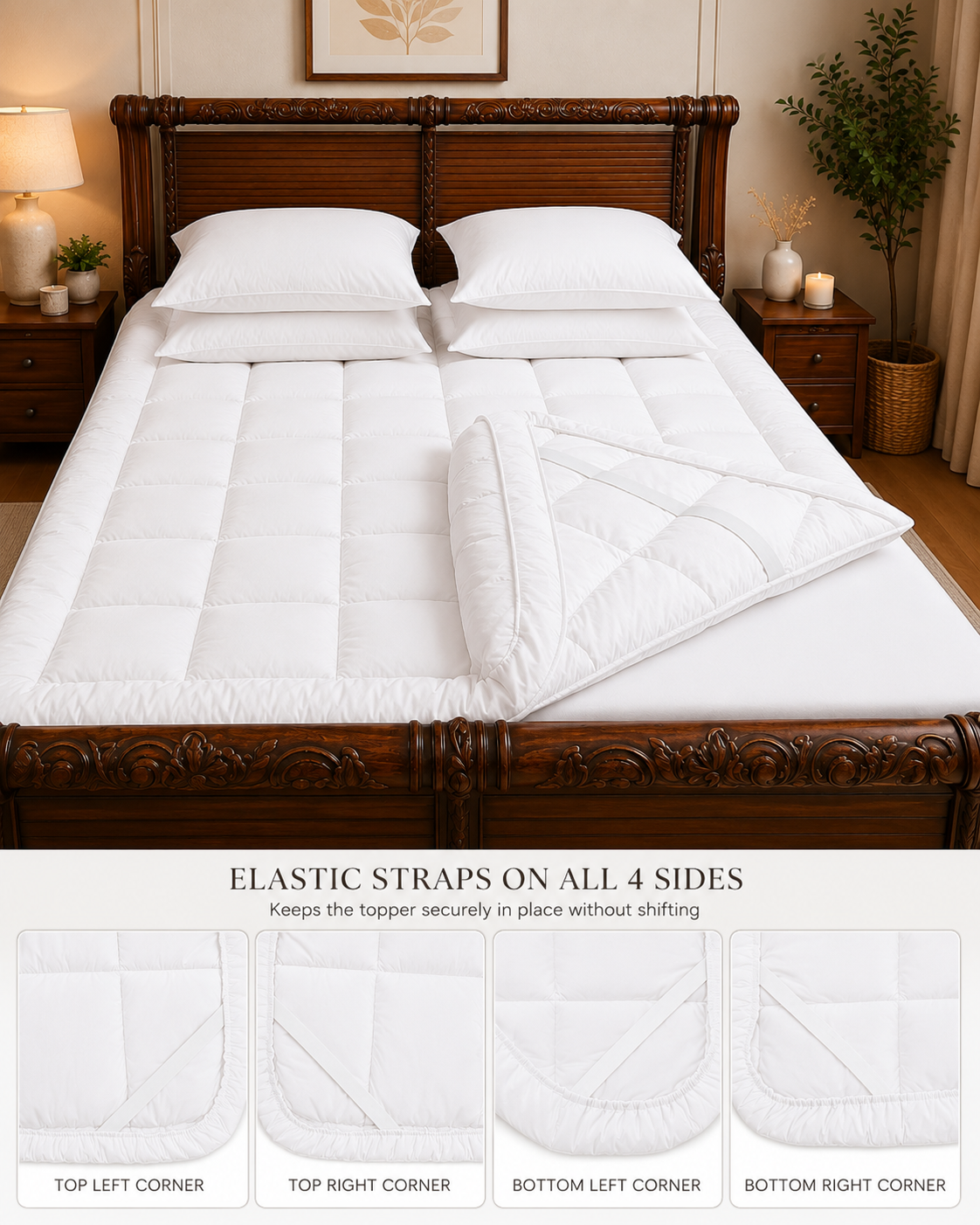 5 PCS COMPLETE BED SET - WHITE