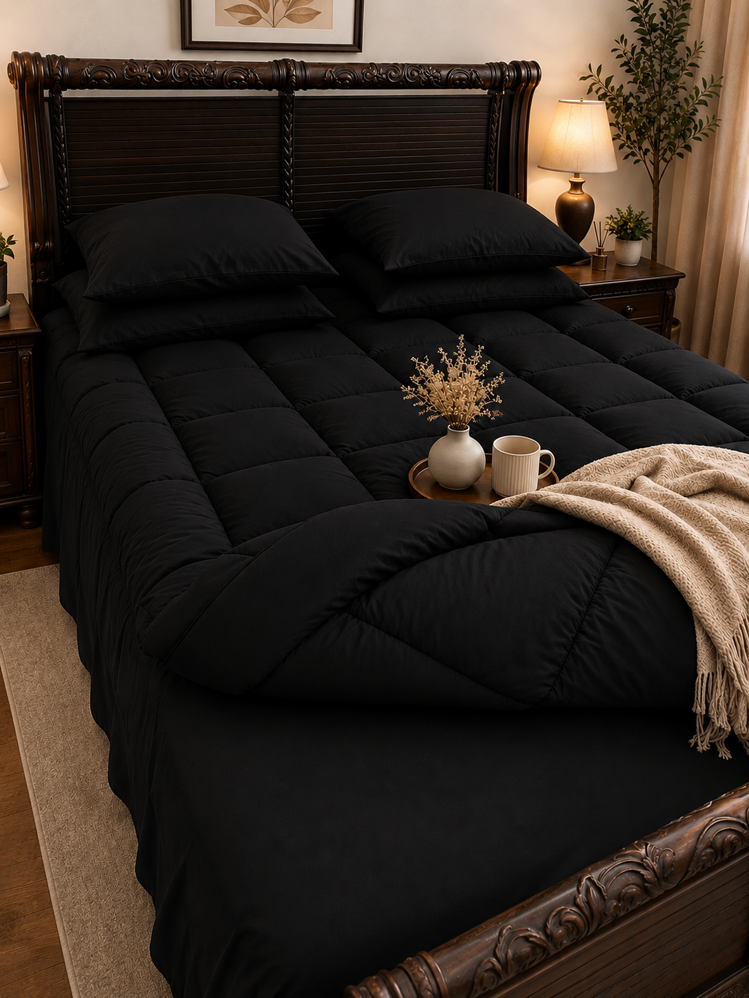 5 PCS COMPLETE BED SET - BLACK