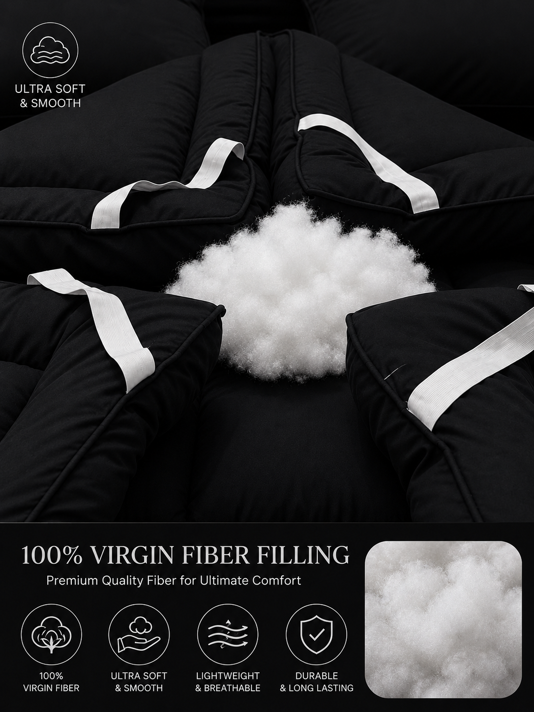 5 PCS COMPLETE BED SET - BLACK