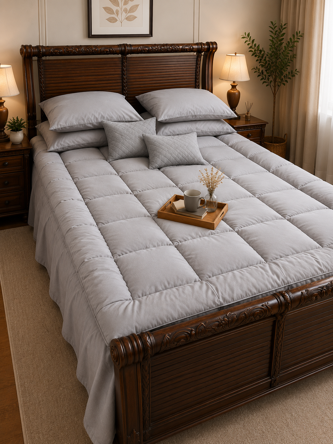 5 PCS COMPLETE BED SET - SILVER