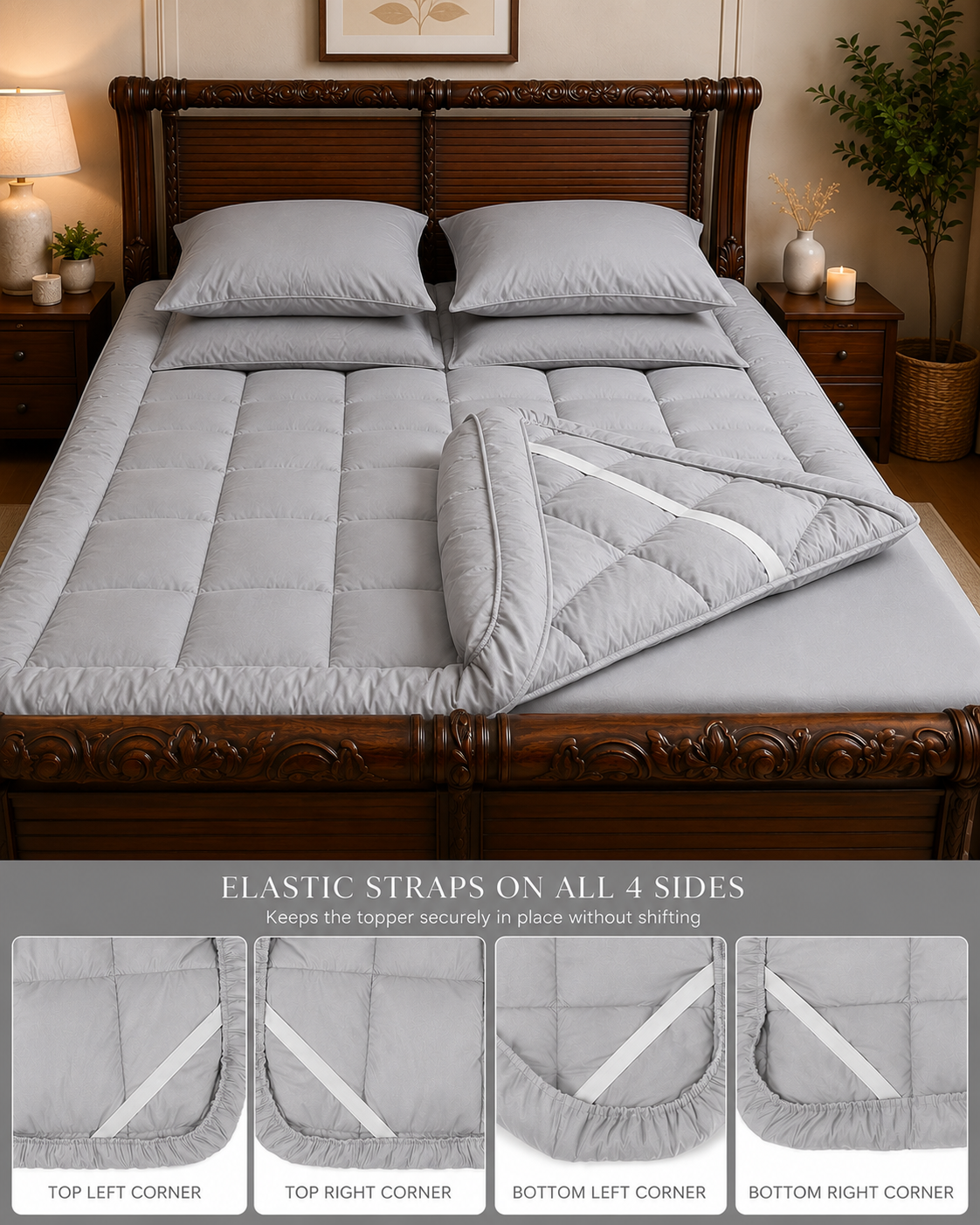 5 PCS COMPLETE BED SET - SILVER