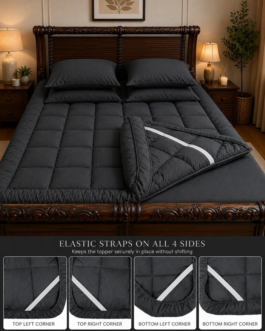 5 PCS COMPLETE BED SET - CHARCOAL