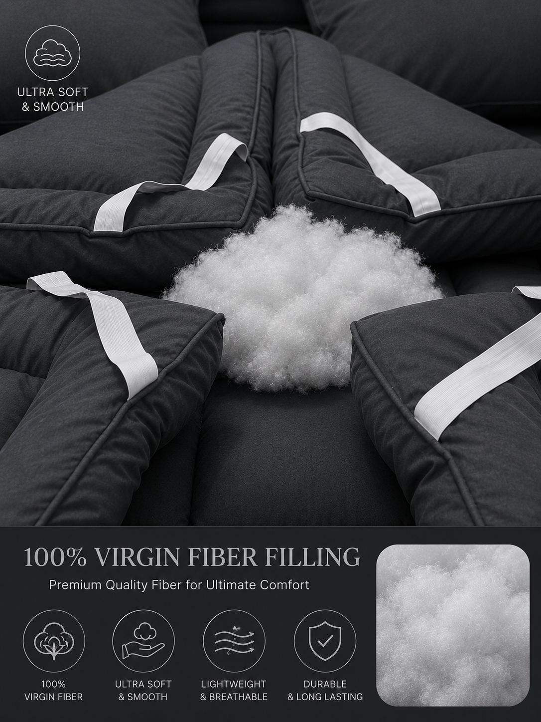 5 PCS COMPLETE BED SET - CHARCOAL