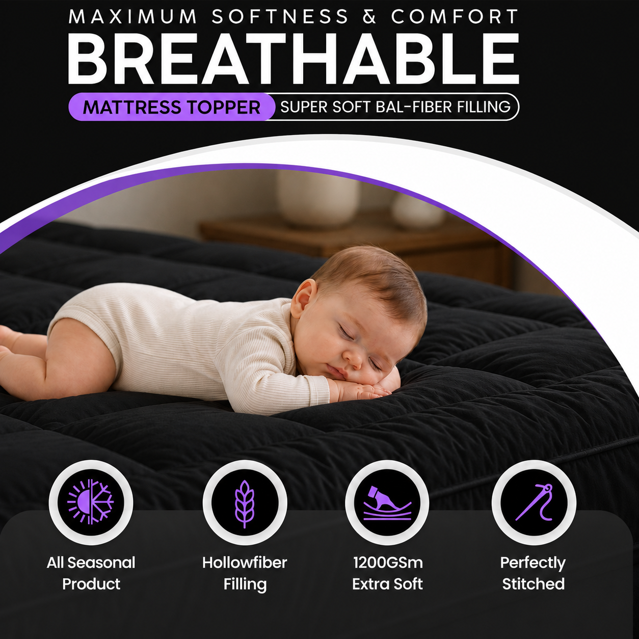 Mattress Topper Black