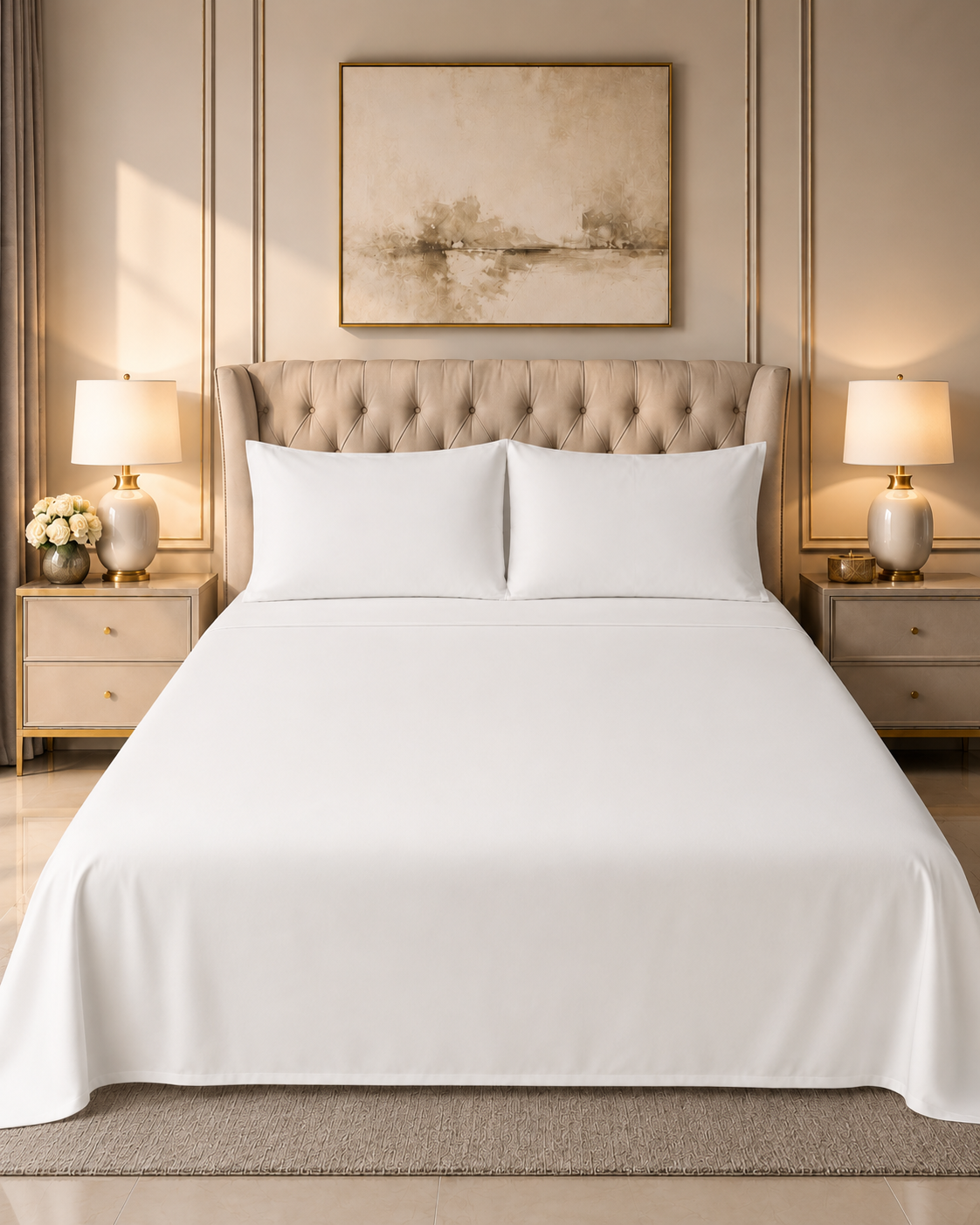 Double Bed Sheet Design HH - White