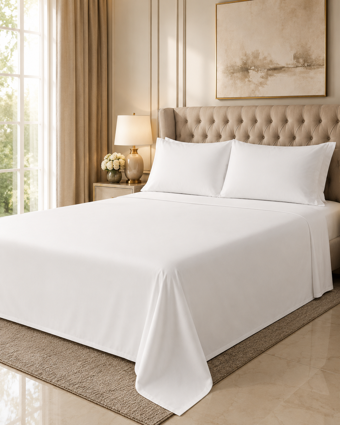 Double Bed Sheet Design HH - White
