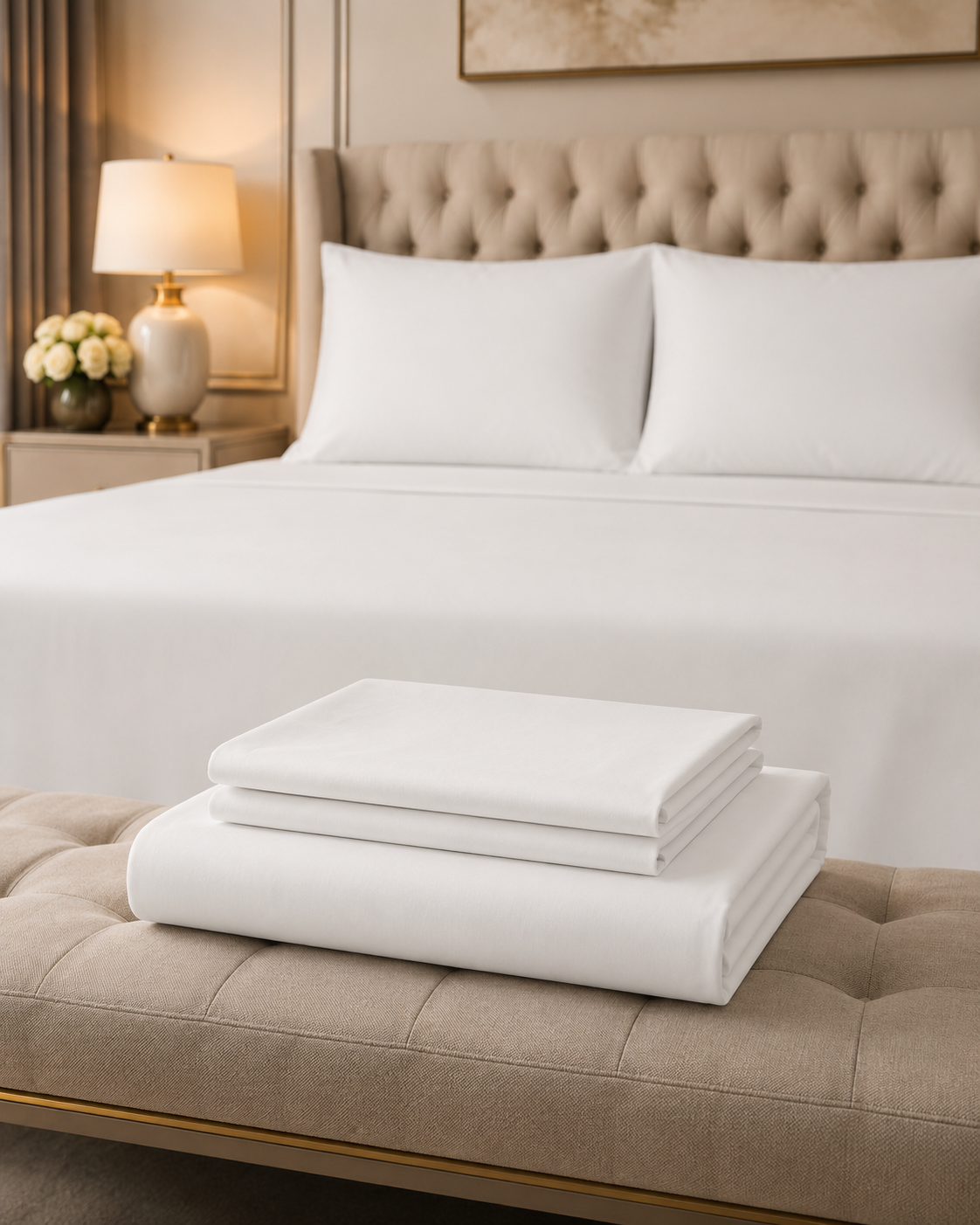 Double Bed Sheet Design HH - White