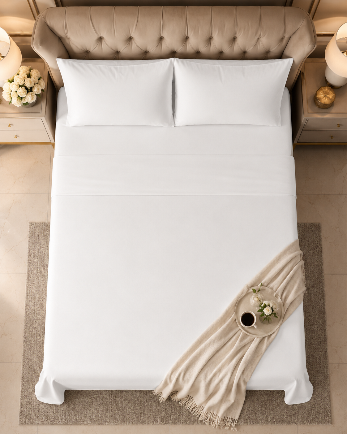 Double Bed Sheet Design HH - White