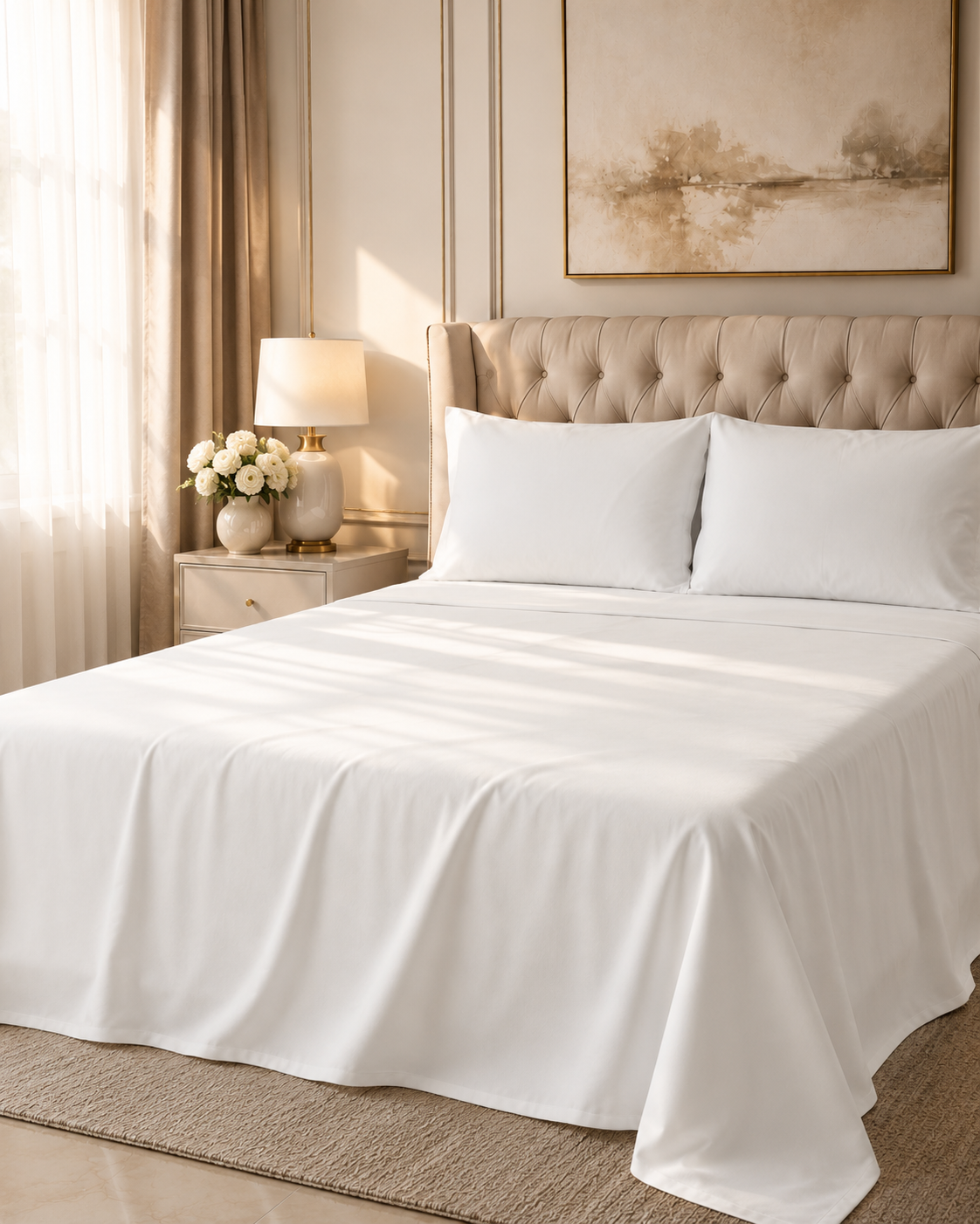 Double Bed Sheet Design HH - White