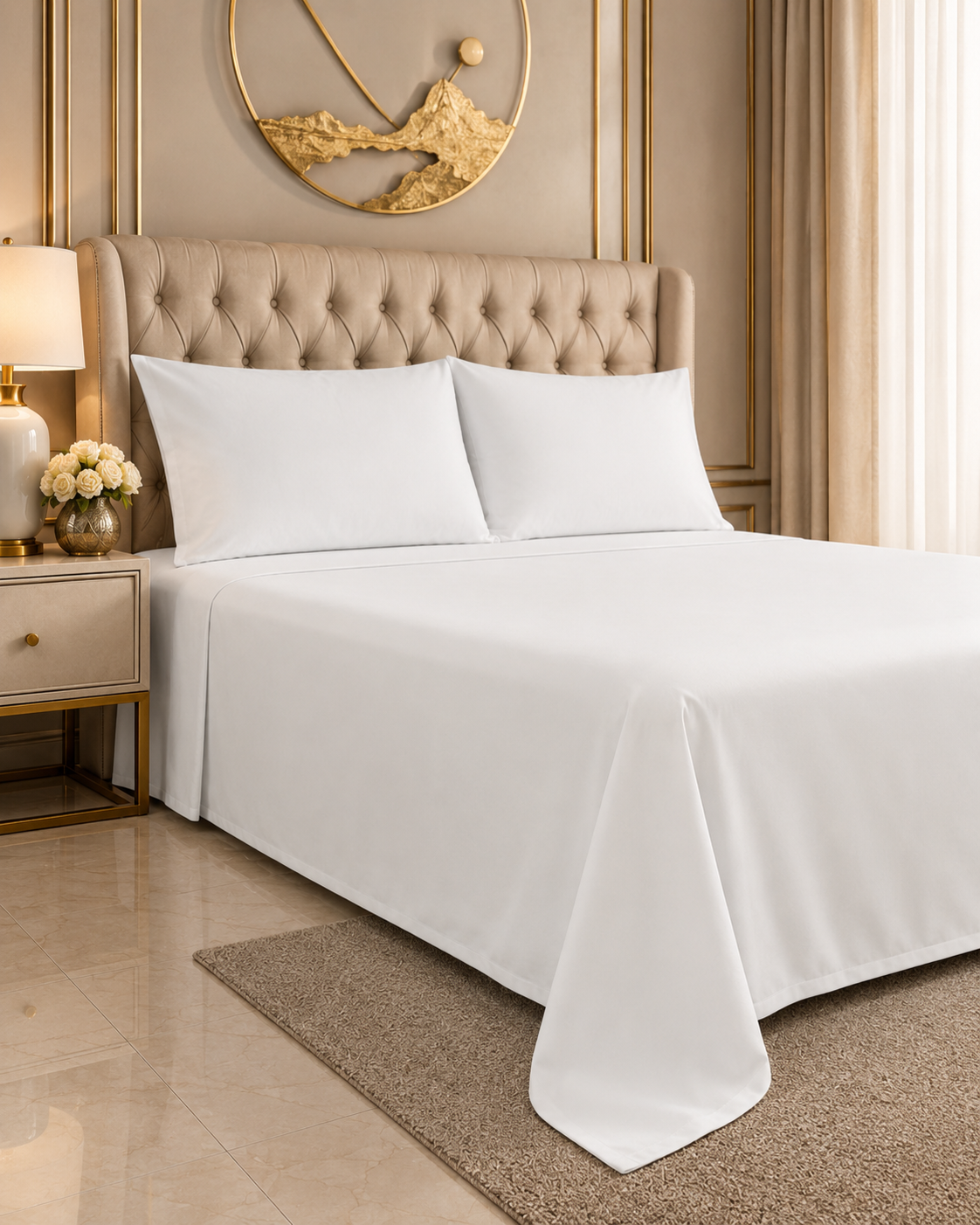 Double Bed Sheet Design HH - White