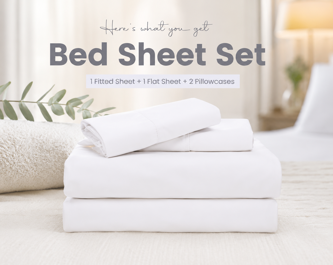 Double Bed Sheet Design HH - White