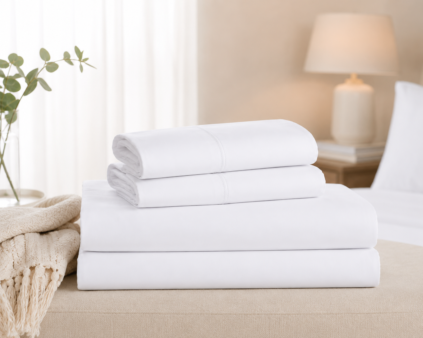 Double Bed Sheet Design HH - White