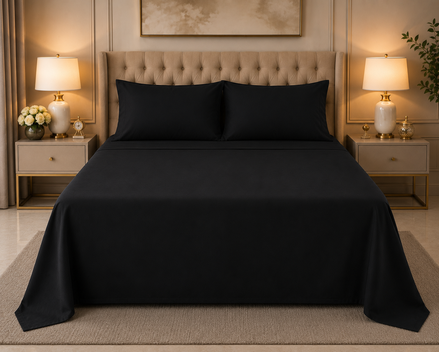 Double Bed Sheet Design HH - Black