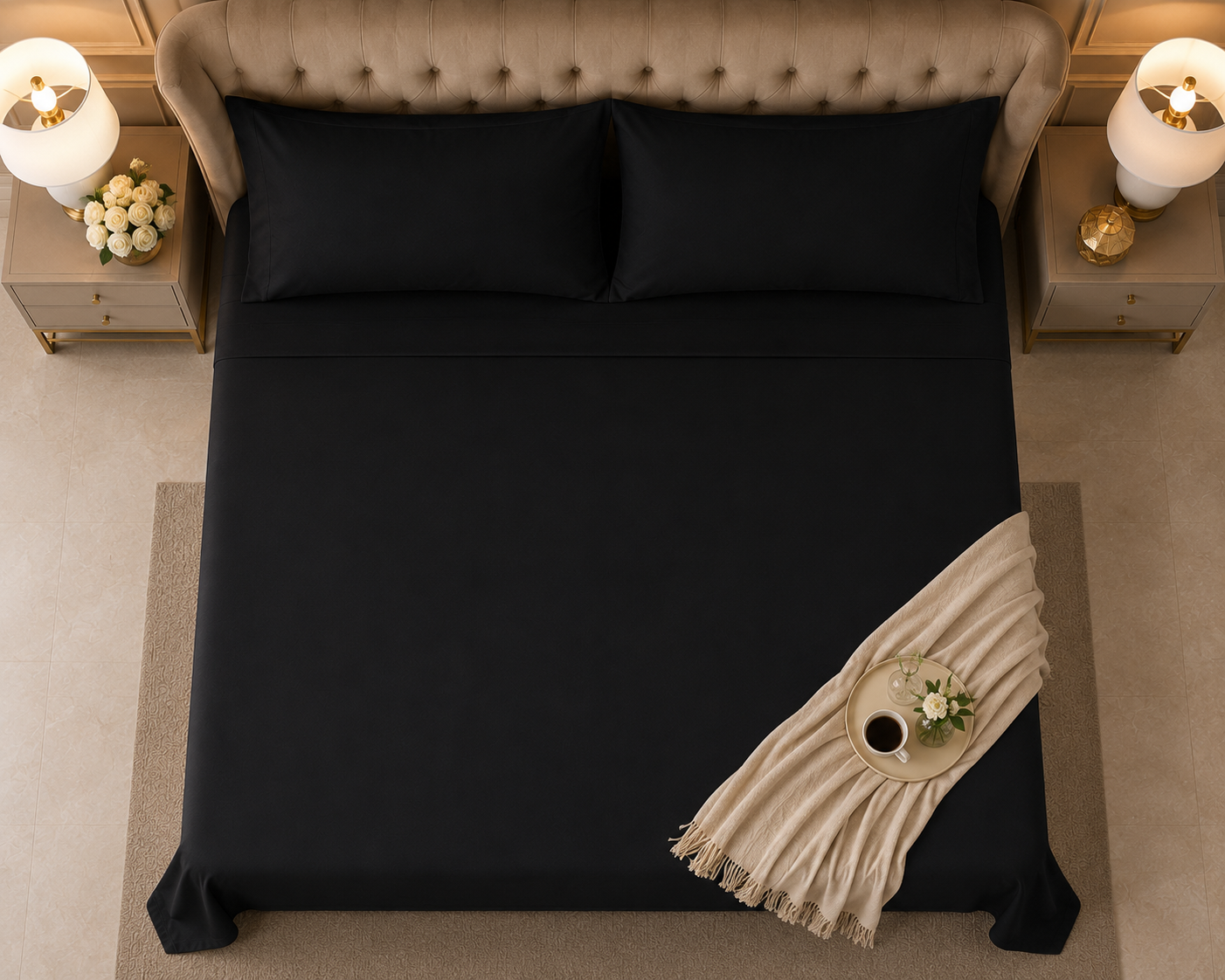 Double Bed Sheet Design HH - Black