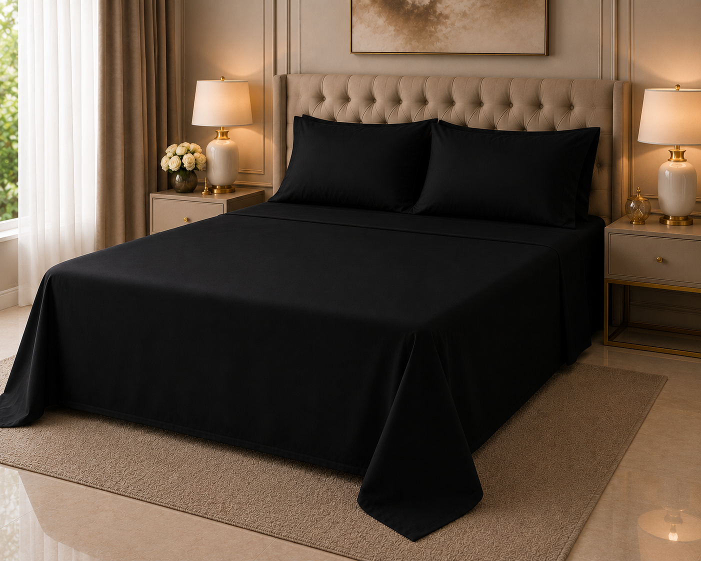 Double Bed Sheet Design HH - Black