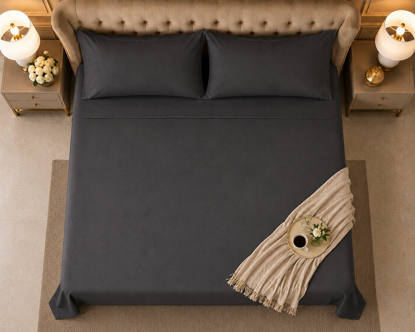 Double Bed Sheet Design HH - Charcoal