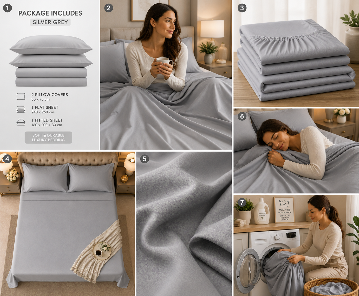 Double Bed Sheet Design HH - Silver