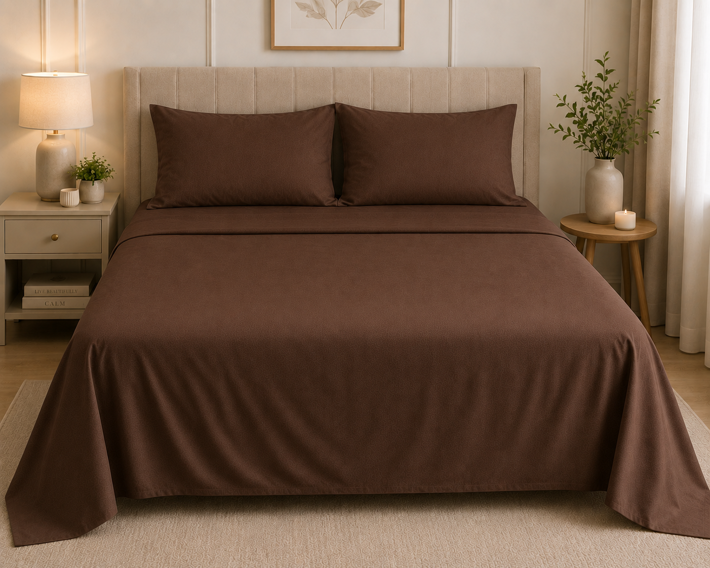 Double Bed Sheet Design HH - Brown