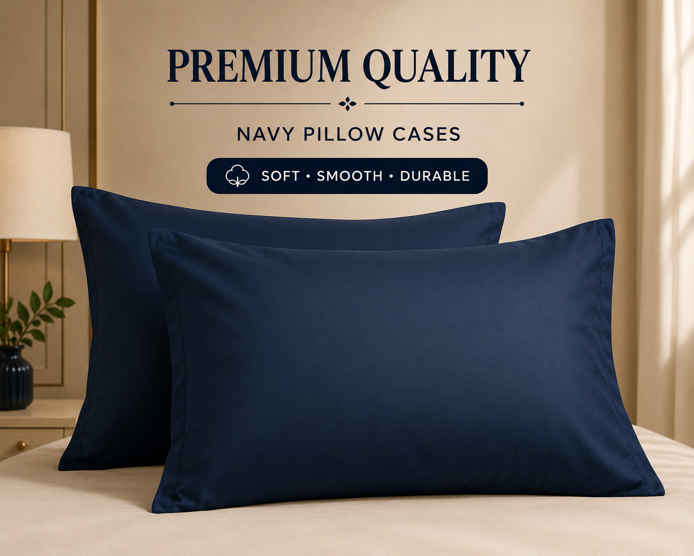 Premium Microfiber Pillow Cases – Set of 4 - Navy