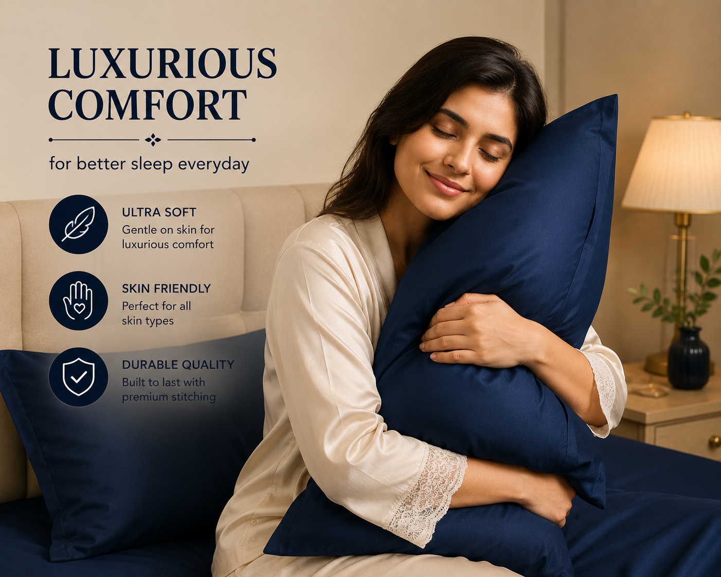 Premium Microfiber Pillow Cases – Set of 4 - Navy
