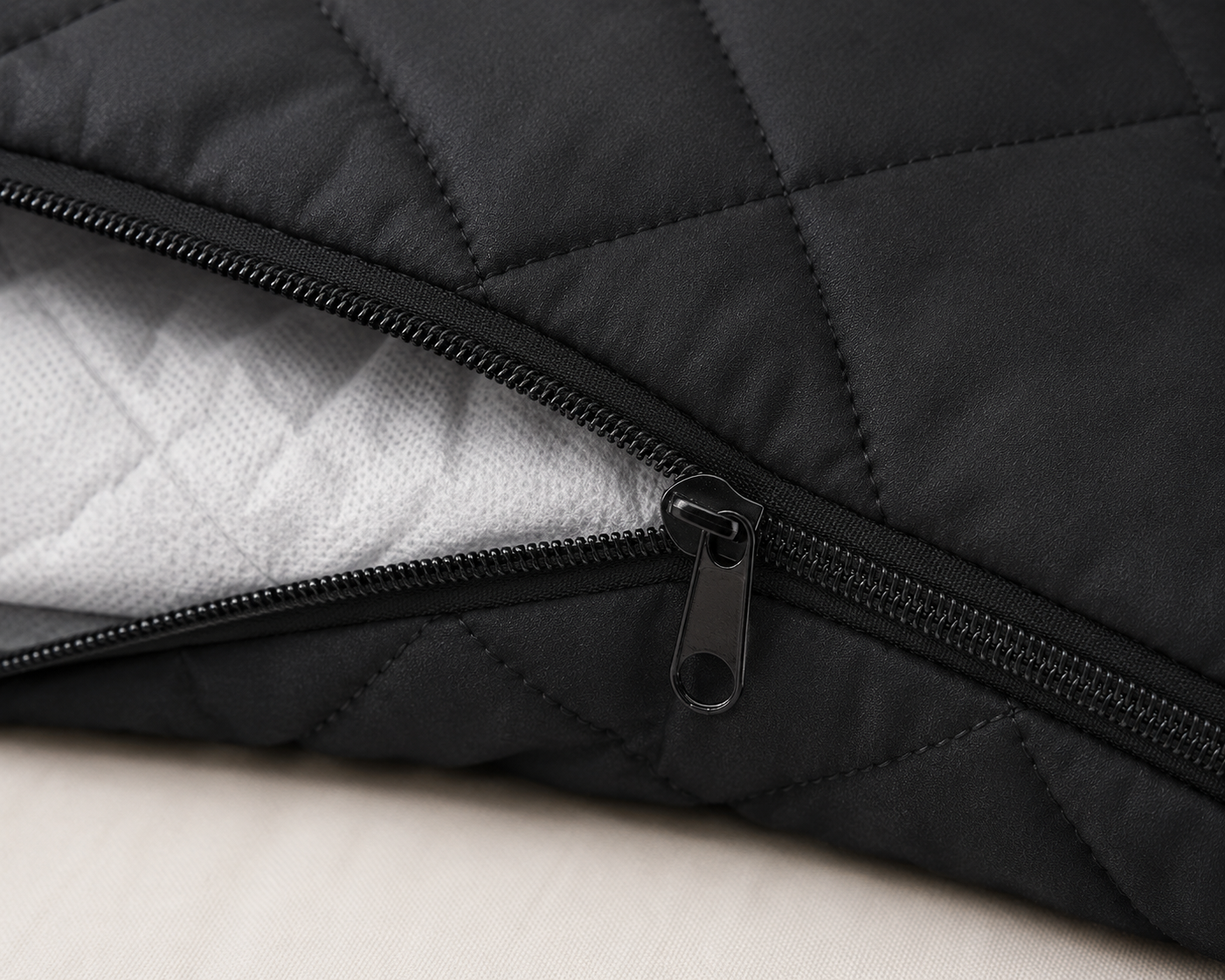 Quilted Pillow Protector – 3 Layer Zippered Pillow Cover Black