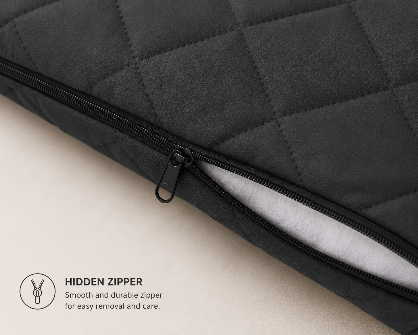 Quilted Pillow Protector – 3 Layer Zippered Pillow Cover Charcoal