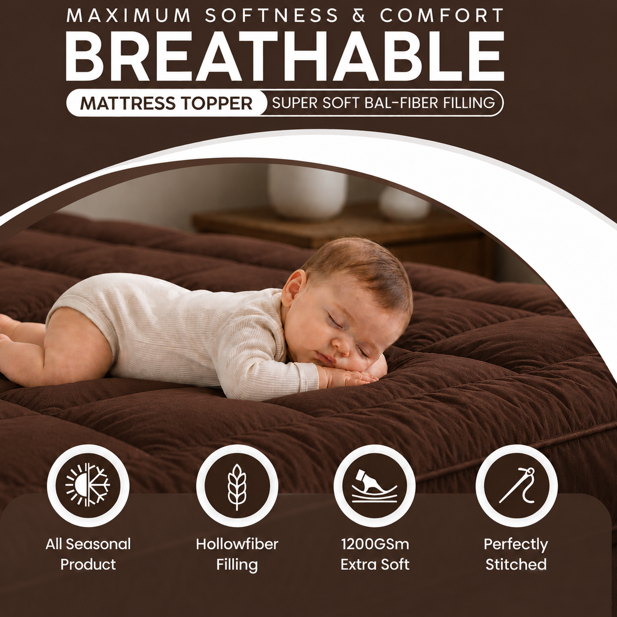 Mattress Topper Brown